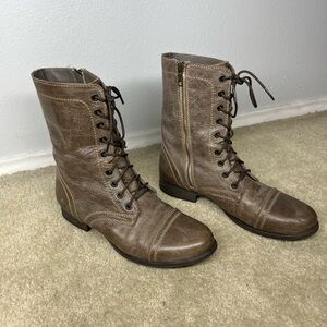 Steve Madden Brown Leather Combat Boots